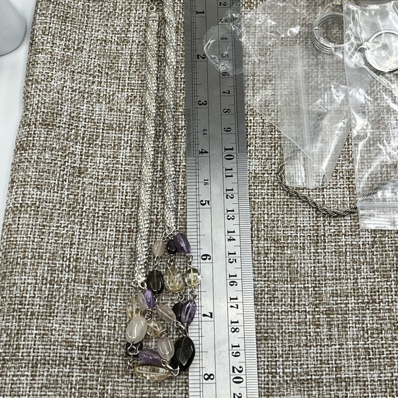 Vintage Milor Italy Sterling Silver 925 Necklace w/ Gemstones Adjustable 16-18" - Picture 11 of 12